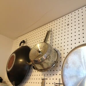our Foley Food Mill on our pegboard