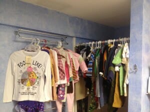 My laundry room made a perfect place to tag and store clothing, until I needed to reclaim it as a guest bathroom.