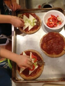 making the pizzas