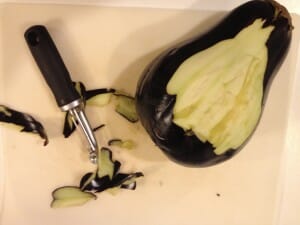 peeling eggplant to roast