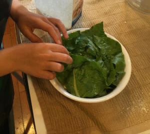 Kimmie making herself a salad for lunch on a day when I just didn't have the energy.