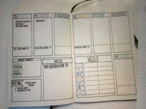 sample bullet journaling weekly log layout