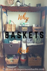 As far as I'm concerned, baskets are a mom's best friend. Here are tons of ideas on how to organize your life with them, on the cheap.
