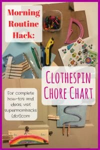 Do your kids need a morning-routine reboot? Or help remembering after-school chores? This clothespin chore chart tutorial has tips and examples to help them create their own!