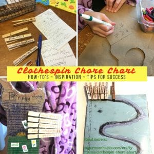 Do your kids need a morning-routine reboot? Or help remembering after-school chores? This clothespin chore chart tutorial has tips and examples to help them create their own!