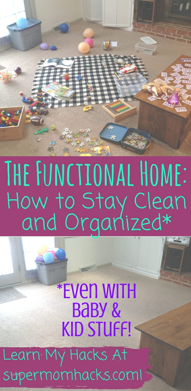 Maintaining an organized home is always a challenge. These tricks will help you keep your home organized AND functional, even with kids (and their stuff!) around.