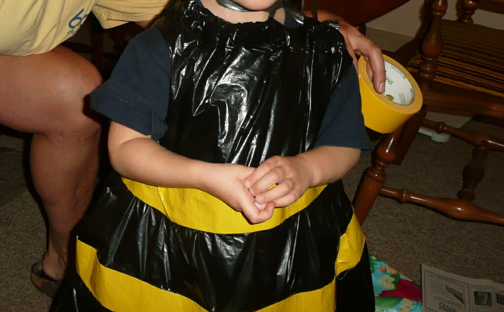 The easiest way to do the stripes is to put them on when your kiddo is actually in the bag.