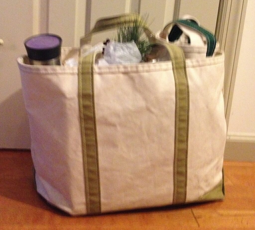 There's nothing like a large open-top canvas tote bag for holding all those last-minute items (or items you'll be leaving at your destination, like holiday gifts) when you're taking a road trip.