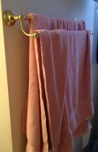 the girls' neatly-hung towels