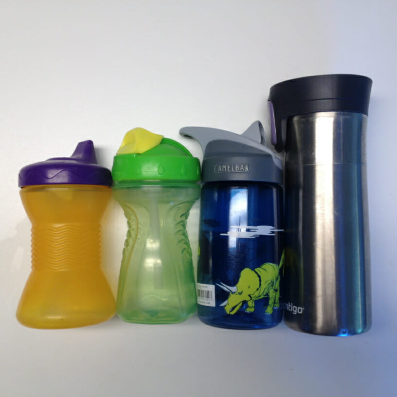 4 Pcs Double Layer Sippy Cup Kids Cups Straws Lids Travel Coffee