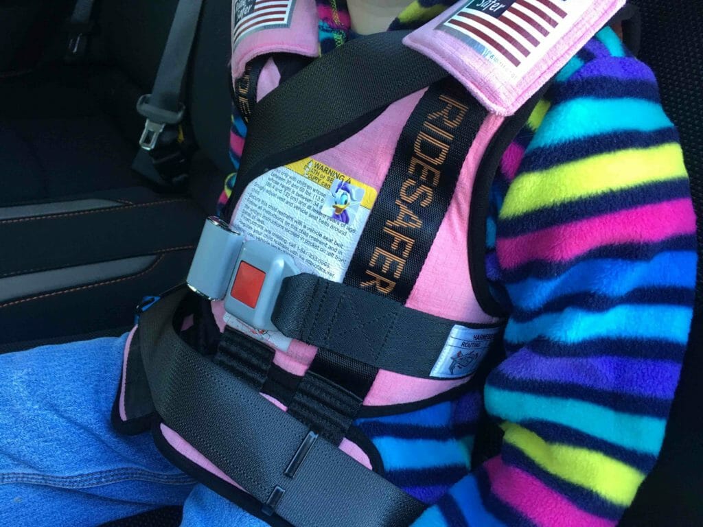 Essie wearing her RideSafer vest