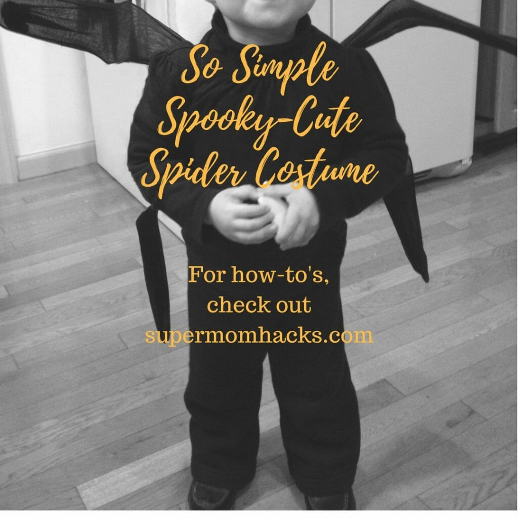 Want an easy DIY Halloween costume you can assemble in 15-30 minutes, from things you probably have on hand? If so, give this adorable spider costume a try!