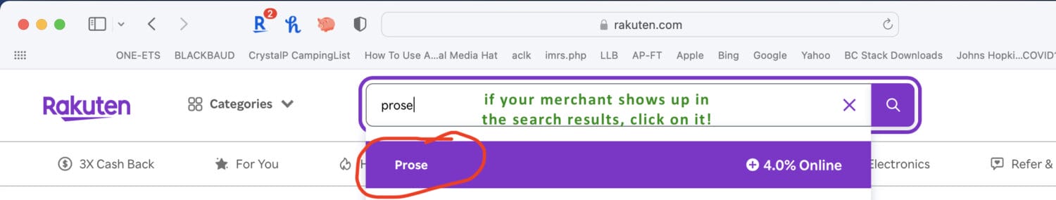 if your merchant shows up in the search results, click on it!