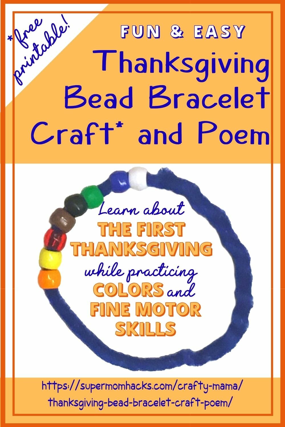 Thanksgiving Bead Bracelet Craft & Poem (Free Printable!)