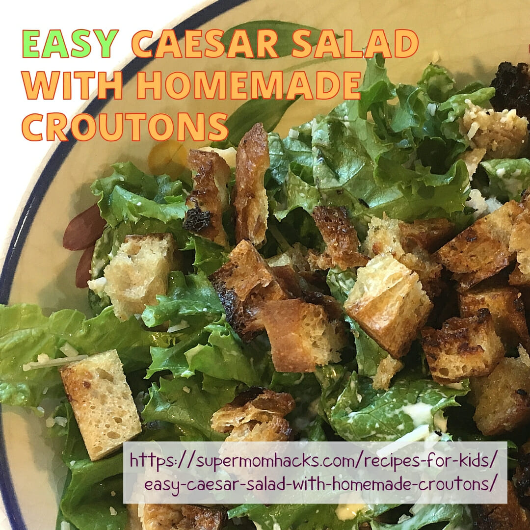 Looking to save money on those store-bought salad kits? Have kids addicted to croutons? This Easy Caesar Salad with Homemade Croutons recipe fits the bill.