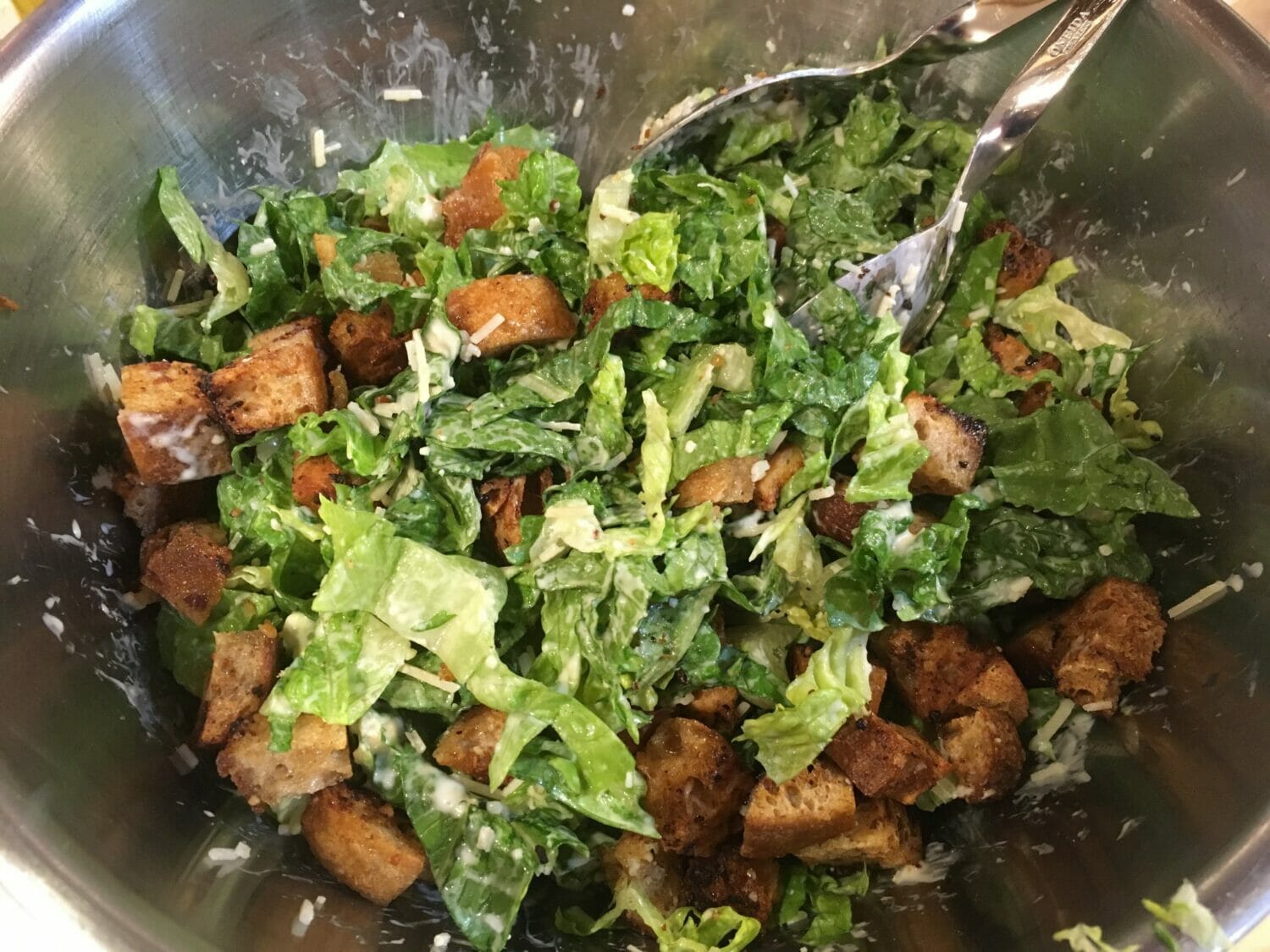 Looking to save money on those store-bought salad kits? Have kids addicted to croutons? This Easy Caesar Salad with Homemade Croutons recipe fits the bill.