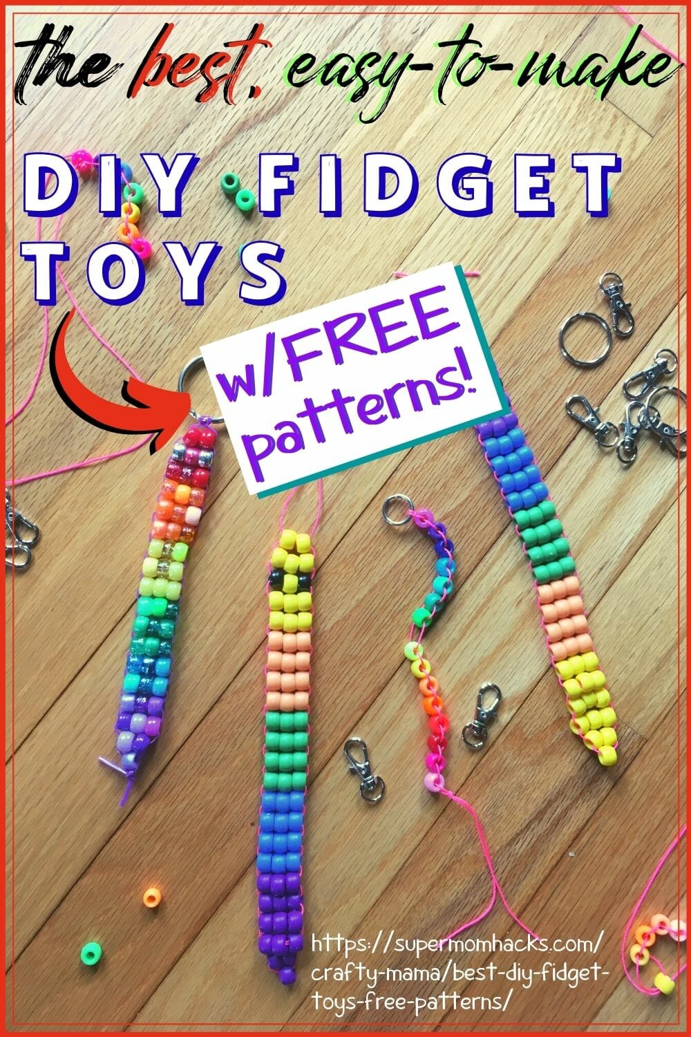 DIY fidget toys are fun to make, and will help kids stay calm and focused when school starts. These cute beaded snakes are my kids' fave, and easy to make. The Best DIY Fidget Toys (Easy To Make!) - SuperMomHacks | diy fidget toys for anxiety | diy fidget toys for the classroom | diy fidget toys for autism | diy fidget toys for adhd | diy fidget toys for school | diy fidget toys easy to make | diy fidget toys with household items | diy fidget toys for adults | best diy fidget toys | beaded snake