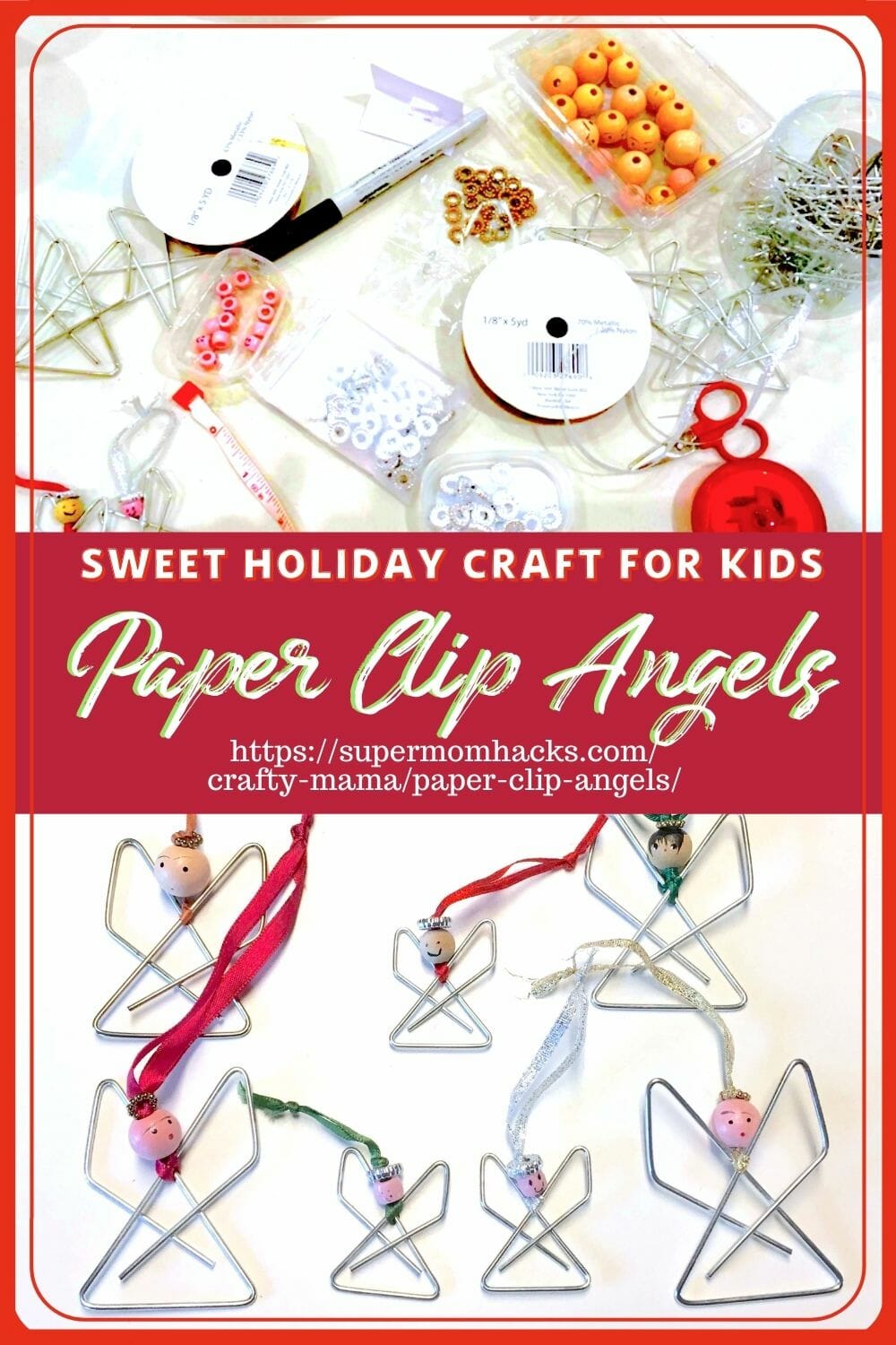 Looking for a cute, easy, kid-friendly holiday craft? These paper clip angels make great teacher gifts. Paper Clip Angels (Cute Homemade Christmas Ornament) - SuperMomHacks | paperclip angel | paperclip angel craft | paperclip angel ornament | paperclip angel tutorial | paperclip angels | homemade christmas ornaments | easy diy holiday ornaments | easy holiday ornament crafts | easy holiday ornament ideas | diy christmas ornaments | easy christmas ornament ideas | holiday teacher gift ideas